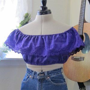 Mexican Folk Style Off the Shoulder Crop